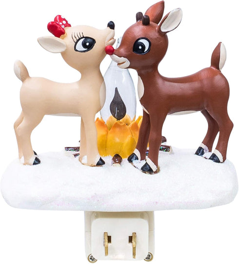 Rudolph The Red Nosed Reindeer Night Light with Flickering Flame, 5 1/4 Inch...