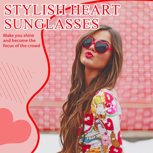 4 Pack Red Heart Sunglasses for Women Retro Red Heart Shaped Glasses Vintage Trendy Love Sunglasses Party Favors Supplies...