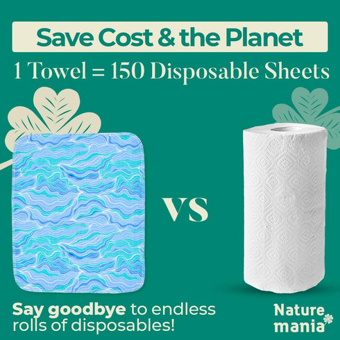 24 Reusable Paper Towels - Paperless Paper Towels made with Super-Soft, Pure Absorbent 100% Cotton, Washable Paper Towel Set for Kitchen, Eco Frie...