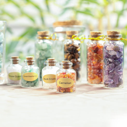 SUNYIK 7 Chakra Stone Wishing Bottles Set of 7, Tumble Chip Crystal Healing Reiki Wicca Stones Kit...