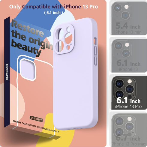SURPHY Compatible with iPhone 13 Pro Case with Screen Protector, (Camera Protection + Soft Microfiber Lining) Liquid Silicone Phone Case 6.1 inch ...