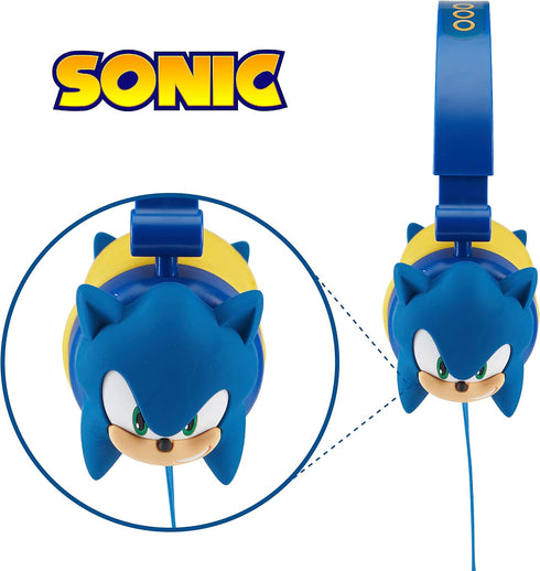 Sonic The Hedgehog Over-Ear Headphones for Kids - Adjustable Headband, Stereo Sound, Tangle-Free Cable, Volume Control, and 3.5mm Jack - Perfect f...