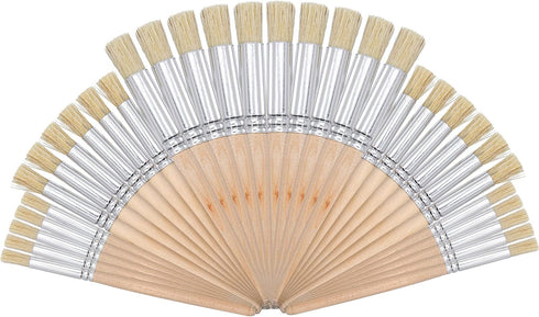 SOUJOY 30 Pieces Wooden Stencil Brushes, Natural Bristle Brushes, Wooden Handle Painting Brushes for for Wood Wall Model House Painting, DIY and A...