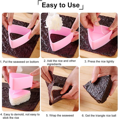 Onigiri Mold Triangle, 2 Pack Rice Ball Mold Sushi Makers, Japanese Rice Cooker for Kids Bento...