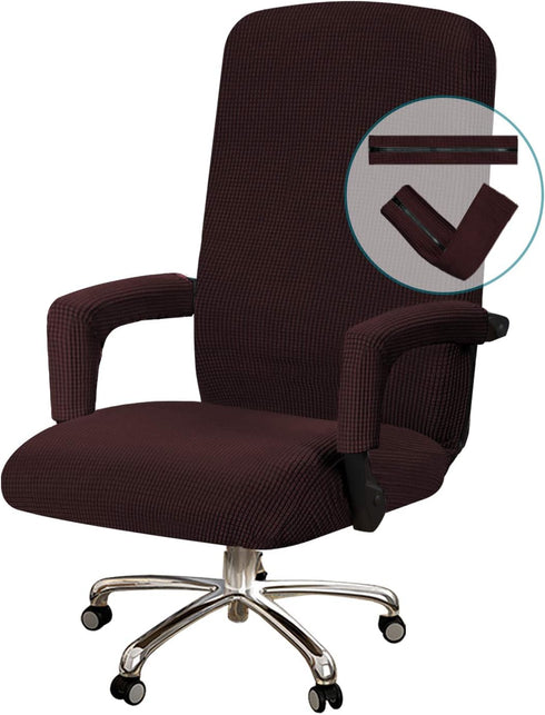Turquoize Office Chair Cover - Stretch Computer Chair Cover with Arms, Universal Removable Rotating Slipcover for Dogs, Cats & Pets, Brown...