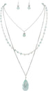Bocar 3 Layer Jewelry Set Long Chain Pendant Bead Necklace Earring for Women...