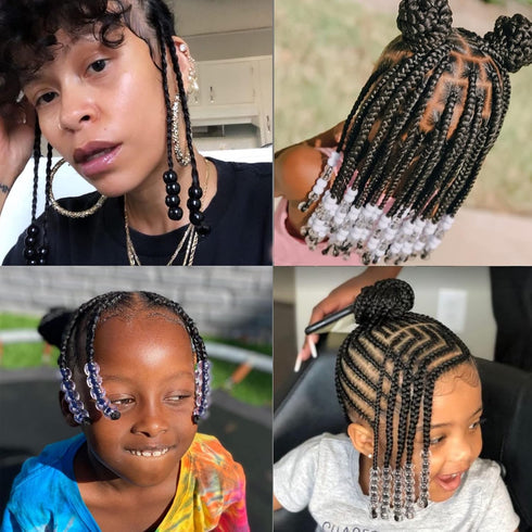 180 Pcs Medium Hole Beads 3 Colors Dreadlock Hair Braid Beads Jewelry Making Kit Clear- White -Black DIY Hair Braiding Bracelet Ornaments Round 12...