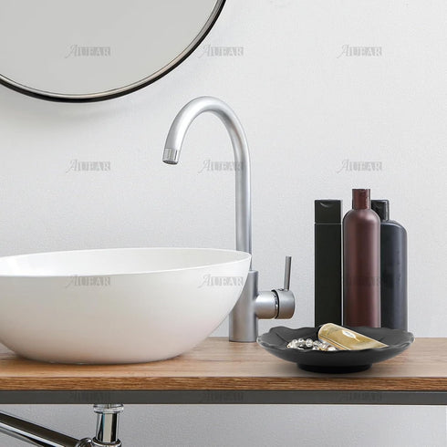 AUEAR, A5 Melamine Trinket Dish Decorative Jewelry Tray Ring Holder Organizer for Keys Food Safe Dishware Black (Leaf Style 1)...