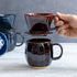 Asayu Japan Ceramic Coffee Pour Over Maker Set in Chocolate Brown, Slow Brewing Paper Filter Holder and Dripper with 3 Holes for Coffee and Tea (C...
