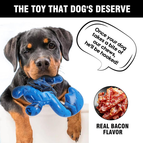 Dog Toys for Aggressive Chewers,Nylon Crab Durable Dog Toy for Medium Large Dogs, Bacon Flavor Interactive Dog Toys for Boredom,Blue...