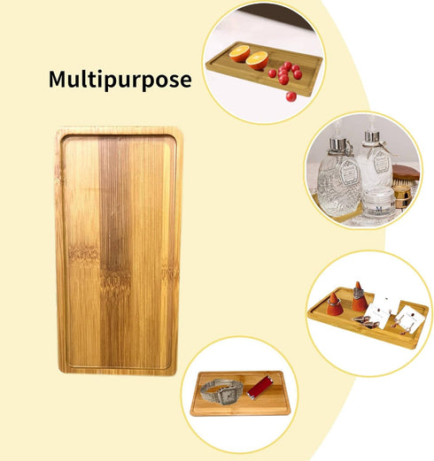 Bamboo soap Dispenser Tray, Bathroom Countertop Tray Kitchen Tray Bamboo Tray Sink Tray Dresser Jewelry Ring Dish, Comestic Holder Bathtub Organiz...