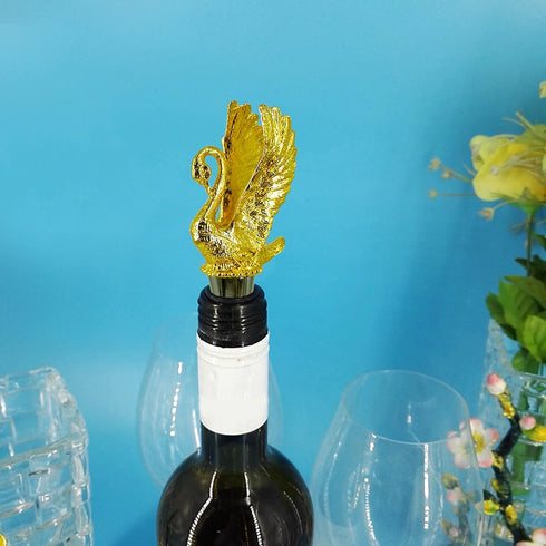 Wine Bottle Stopper, Swan Stainless Steel Wine Saver Reusable Wine Cork Silicone Wine Stopper (Gold)...
