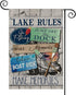 AVOIN Lake Rules Slogan Wood Garden Flag Vertical Double Sided, Jump Off The Dock Relax Boat Canoe Yard Outdoor Decoration 12.5 x 18 Inch...