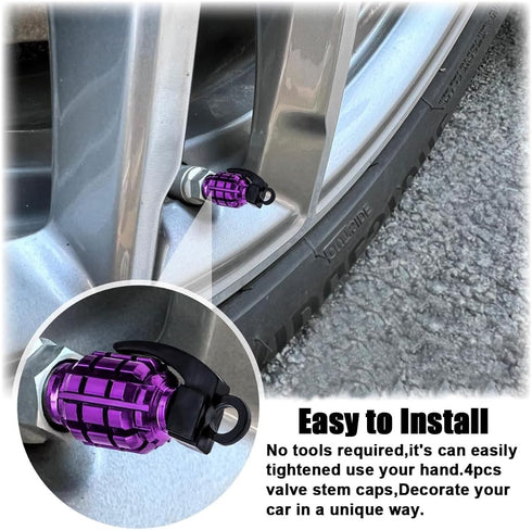 4PCS Chrome Tire Valve Stem Caps, Aluminium Alloy Car Wheel Tire Valve Caps, Personalized Car Exterior Air Stem Covers for Truck, SUV, Motorcycle ...