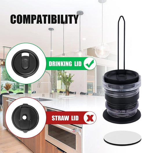2pcs Tumbler Lid Organizer, up to 14 Lids Space-Saving Design Cup Lid Holder for YETI & Stanley Detachable Slim Vertical Storage Rack Stand Free C...