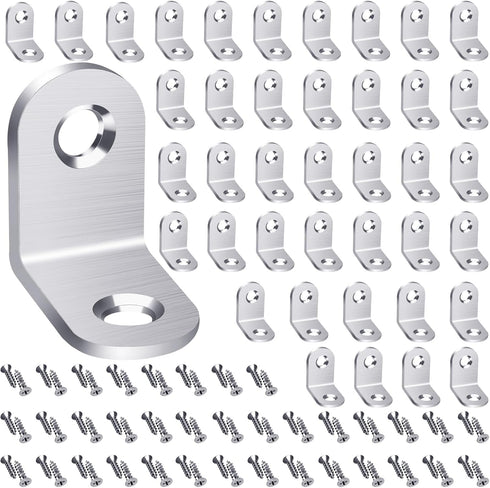 40PCS L Bracket Corner Brace, Stainless Steel Corner Bracket, Metal Joint Right Angle Bracket Fastener for Wood Chair Bookshelf Furniture Cabinet ...