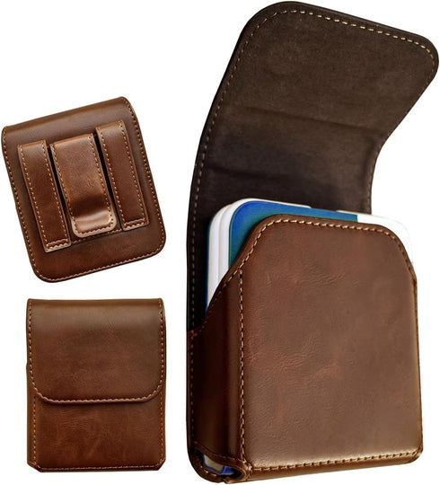 for Samsung Galaxy Z Flip 5/4/3 Belt Holster Phone Case, Leather Phone Pouch, Belt Clip Phone Holder for Motorola Razr + 2023, 40 Ultra, Razr 5G (...