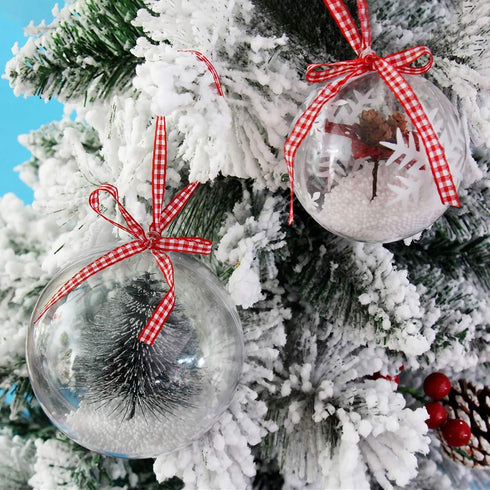 Kingrol 20 Pack 4-Inch Clear Plastic Fillable Ornaments Ball, for Christmas, Wedding, Party, Home Decor...