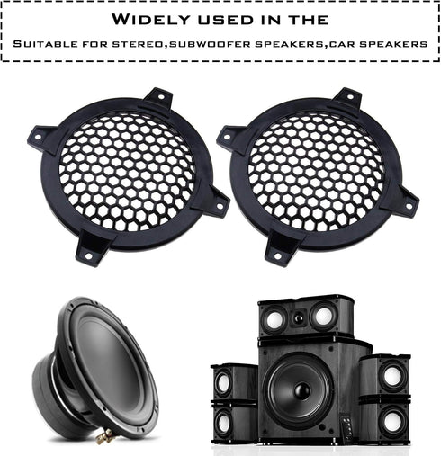 SING F LTD 4 Inch Car Speaker Grill Cover Guard Protector Plastic Mesh Protective Case Black Circle Subwoofer Net Covers Pack of 4...