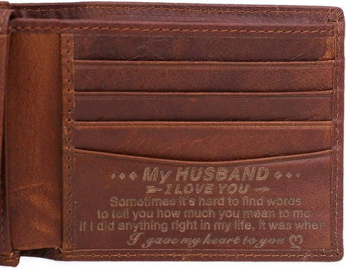 Personalized Mens Wallet, Leather Wallet Bifold RFID Personalized Gifts for Men (01# Husband)...