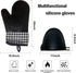 4pcs Set Oven Gloves and Pot Holder Set, Heat-Resistant 500 Degree, with Mini Oven Gloves and Insulation Clips, Non-Slip Food-Grade Long Oven Glov...