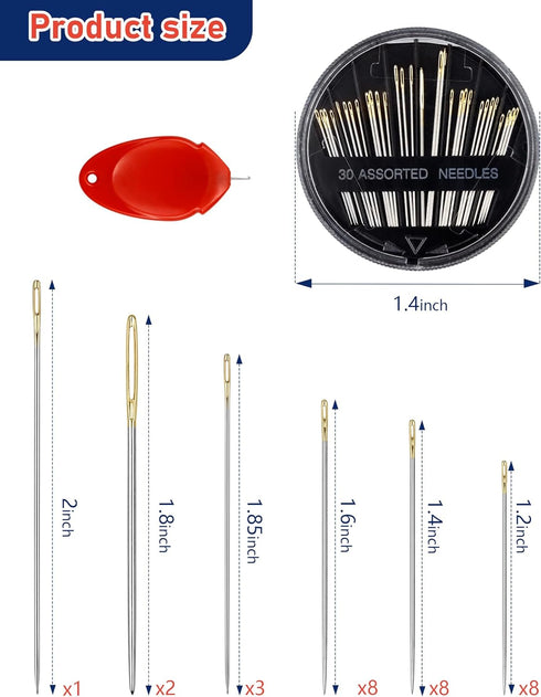 FIVEIZERO 70 PCS Hand Sewing Needles Set, Embroidery Needles & Large Eye Needles for Hand Sewing, 12 Sizes Stainless Steel Sewing Sharp Needles wi...