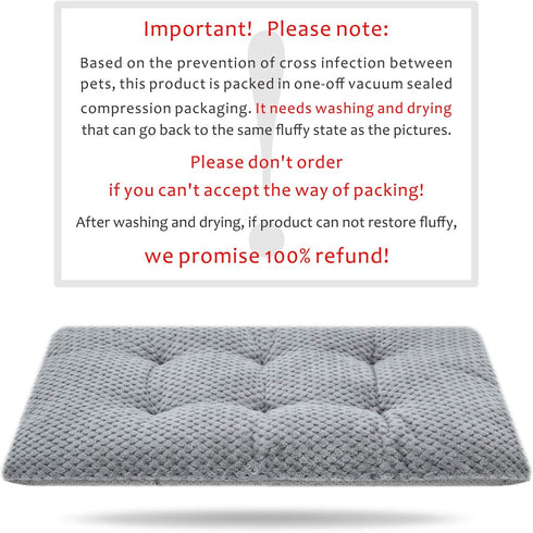 WONDER MIRACLE Fuzzy Deluxe Pet Beds, Super Plush Dog or Cat Beds Ideal for Dog Crates, Machine Wash & Dryer Friendly (15" x 23", S-Grey)...