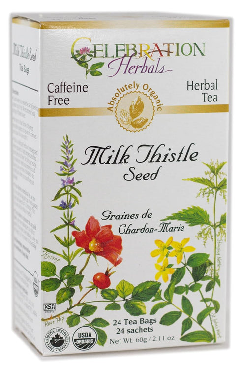 Celebration Herbals Organic Milk Thistle Seed Herbal Tea -- 24 Tea Bags, NET WT.60, 2.11 OZ...