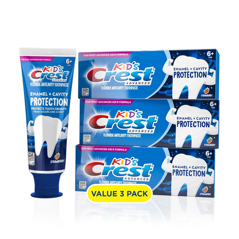 Crest Kids Advanced Toothpaste Enamel + Cavity Protection with Fluoride for Anticavity, 4.1oz (Pack of 3)...
