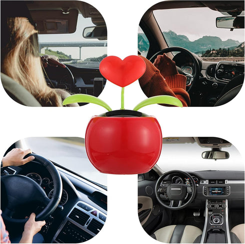 BESPORTBLE 2pcs Solar Dancing Figurines Solar Powered Dancing Flower Heart Swinging Dancer Toy for Car Dashboard Office Desk Decoration...