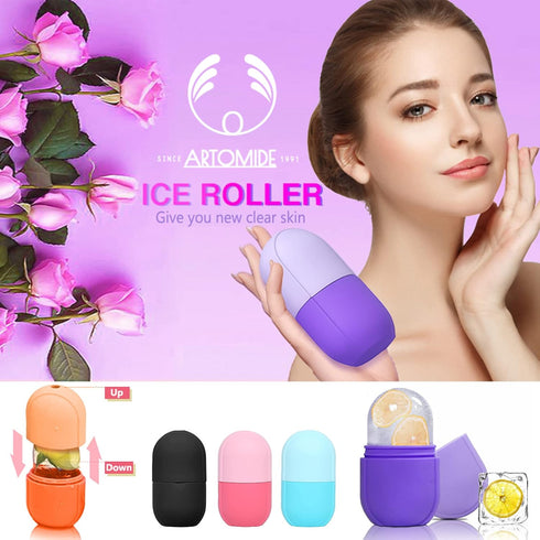 Ice Roller For Face Silicone Ice Face Roller Skin Care Facial Ice Roller Icing Tool Ice Holder For Face Icing Ice Mold For Face Icing Face Ice Pod...