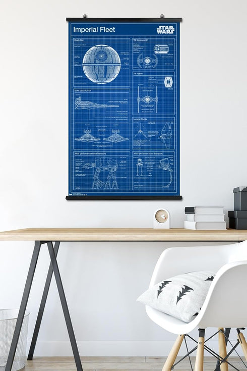 Trends International Star Wars: Saga - Imperial Blueprint Wall Poster, 34L x 22.4W, Premium Poster & Clip Bundle...