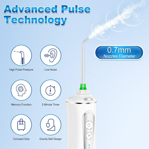 H2ofloss Water Dental Flosser for Teeth Cordless,300ML Portable & IPX7 Waterproof Teeth Cleaner Picks,5 Modes Rechargeable Oral Irrigator with Ref...