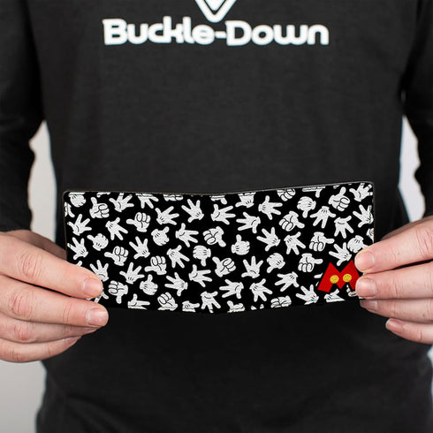 Buckle-Down Men's Disney Wallet, Bifold, Mickey Mouse M Icon Hand Gestures Scattered Black White, Vegan Leather, Multicolor, Standard Size...