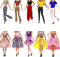 10 Pcs Doll Clothes for 11.5 inch Doll Handmade Casual Wear Including 5 Fashion Tops and Pants Outfits 5 Fashion Dresses in Random Easter Birthday...