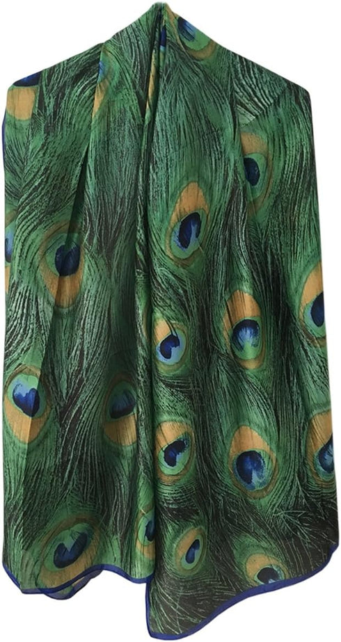 X&F Women's Fashion Peacock Feather Prints Long Scarf Summer Wrap Shawls...