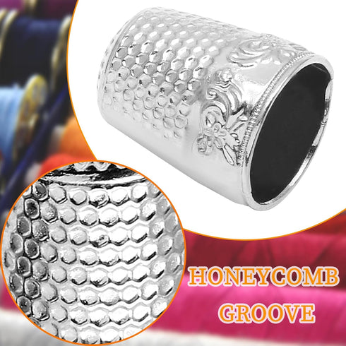 Coufce 4 Pcs Metal Sewing Thimble, Quilting Thimbles, Finger Shield, Silver Fingertip Protector Thimbles for Hand Sewing Craft Accessories...