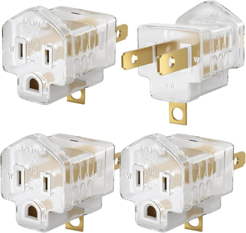 2 Prong to 3 Prong Adapter, 4 Pack Turn Any 2 Prong Outlet into A 3 Prong Outlet with Outlet Adapter Converter, Clear, ETL Listed...