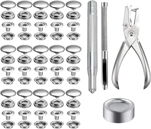 200 Pieces Stainless Steel Snap Fastener Kit, BetterJonny 15mm Heavy Duty Snap Button Press Stud Cap with Pliers and 3 Setting Tools for Marine Bo...
