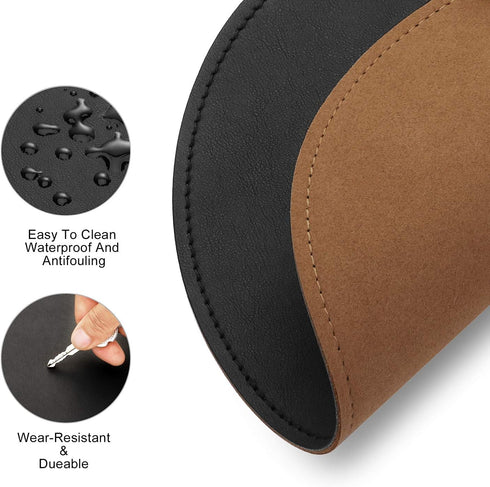 Mouse Pad?Round Mouse Pad?PU Mouse Pad?Leather Mouse Pad with Stitched Edge Micro-Fiber Base with Non-Slip Waterproof?Mouse Pad for Computers?Lapt...