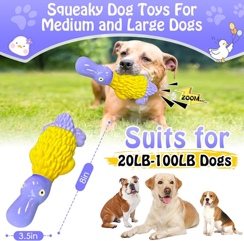 Dog Toys for Aggressive Chewers: Tough Dog Chew Toys-Large Squeaky Dog Toys for All Breed Sizes to Keep Them Busy (Purple)...