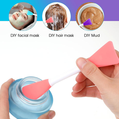 Silicone Face Mask Applicator, 4 PCS Double-End Mask Brushes for Facial Mud Mixing Spatula Soft Makeup Beauty Brush Tools for Apply Skincare Cream...