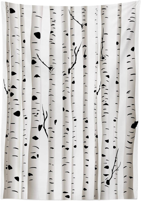 Ambesonne Birch Tree Tablecloth, Forest Seasonal Nature Woodland Leafless Branches Grove Botany Illustration, Dining Room Kitchen Rectangular Tabl...