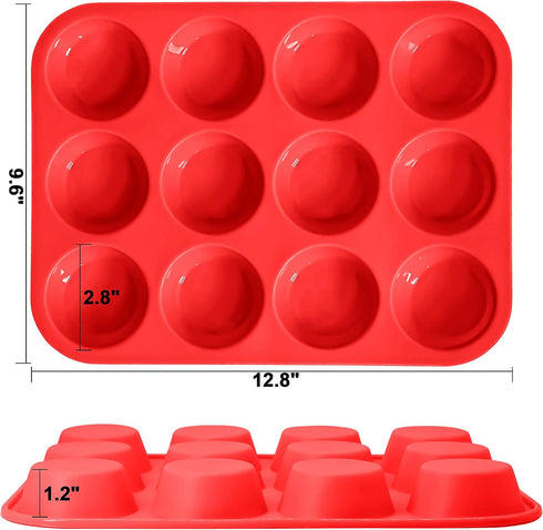 Anaeat Silicone Muffin Pan - Regular 12 Cups Cupcake Tray, Non-Stick Silicone Baking Molds for Making Muffin Cakes, Cupcake, Chocolate, Bread,Tart...