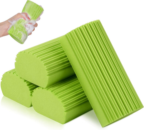 4 Pack Damp Clean Duster Sponge, Magic Sponge Eraser for Household Cleaning, Reusable Dusters Cleaning Supplies for Housekeeping, Dish, Blinds, Gl...