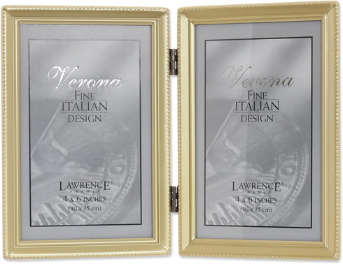 Lawrence Frames Bead Border Design, 4x6 Double, Satin Gold...