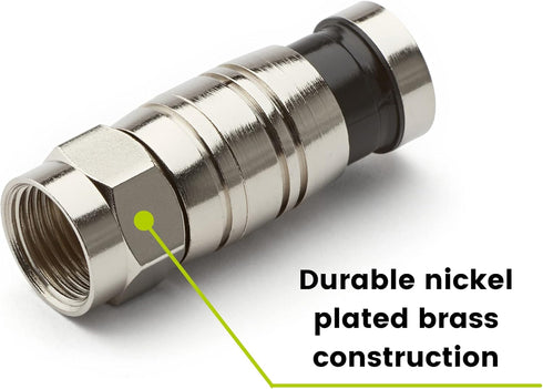 trueCABLE Universal Easy Fit RG6 & RG6Q Compression F-Connector for Dual Shield (DS) Tri-Shield and Quad Shield (QS) Coaxial Cable, 10 Pieces...