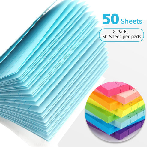 8 Pads Lined Sticky Notes 4x4 Sticky Notes with Lines Self-Stick Note Pads 8 Bright Multi Colors, 50 Sheet/Pad...