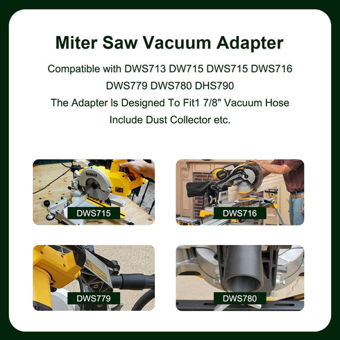 Miter Saw Vacuum Adapter for Dewalt Vacuum Dust Collection Adapter Miter Saw Construction Shop Vacuum Hose Attachment Compatible With DEWALT DWS71...