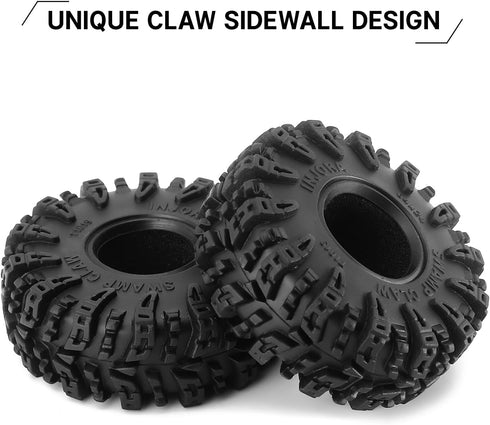 INJORA 1.0 Tires - S5 Swamp Claw Mud Terrain Tires for TRX4M AX24 SCX24 FCX24 1/18 1/24 RC Crawler Car,64 * 24mm,T1019...